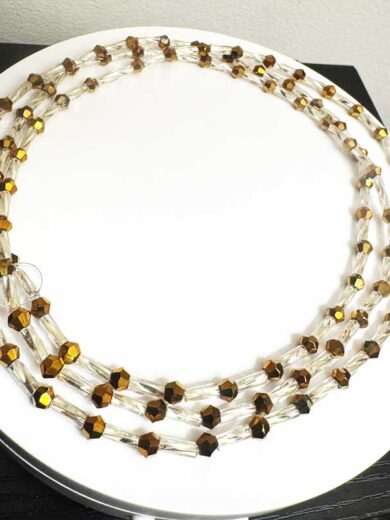 Elastic Waist Bead - White and Light Brown