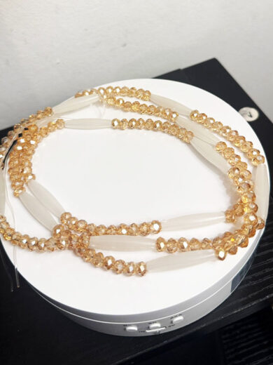 Elastic Waist Bead - White and Rose Gold